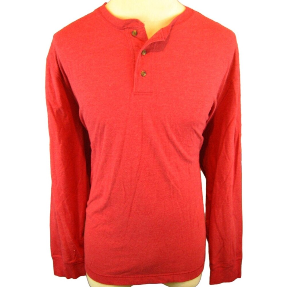 Mens Saddlebred Red LS Henley Style T-Shirt sz XXL